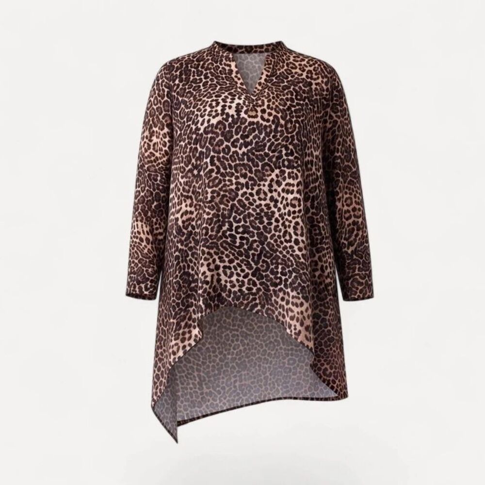 Chicos Leopard High-Low Blouse L/XL - Picture 1 of 10